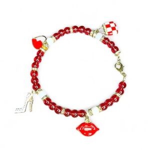 Red Fashion Charm Bracelet | Lips, Heels & Purse | Handmade Boutique Jewelry